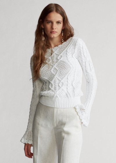 Sueter Polo Ralph Lauren Mujer Blancos - Aran-Knit - MAYOX4816